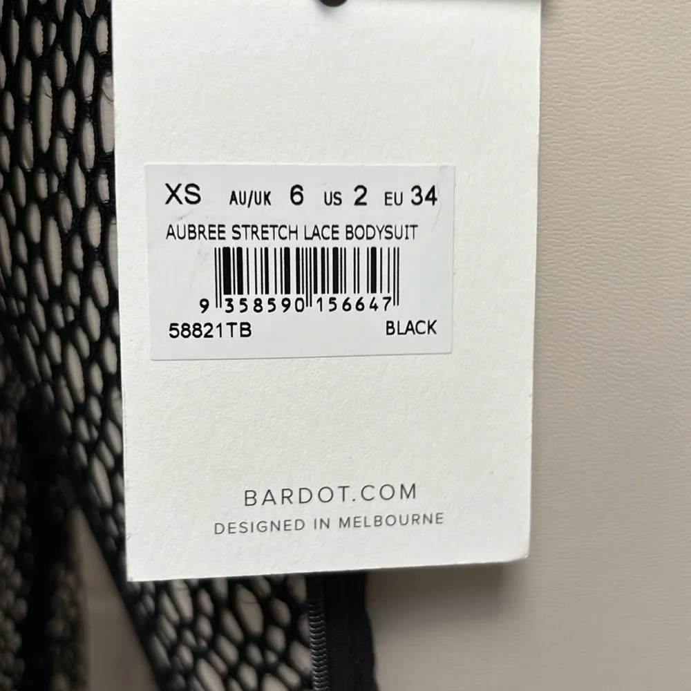 Bardot NWT Aubree Black Stretch Lace  Bodysuit XS/2